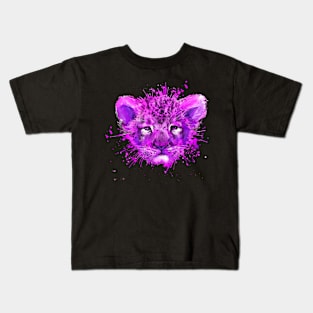 Purple Tiger cub fierce watercolor designs Kids T-Shirt
